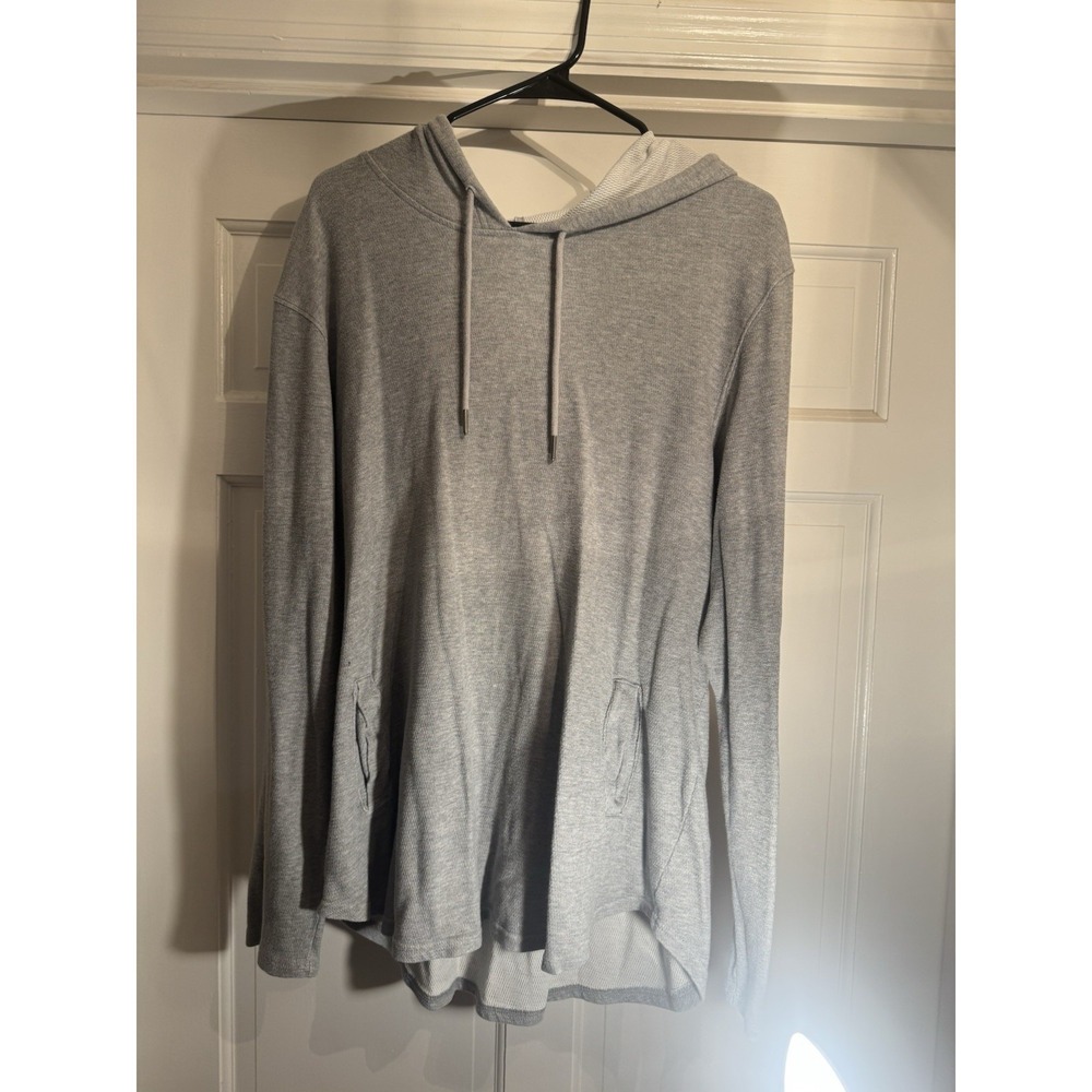 PacSun Hoodie Mens Large Gray Lightweight Knit Pullover Hooded Sweatshirt